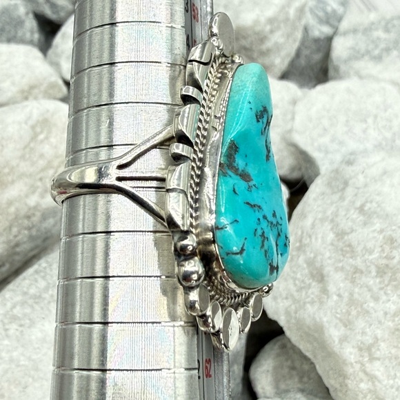 Navajo Sterling Silver Turquoise Statement Ring Sz 8.25 Daniel Benally 12.2 gr. - Picture 15 of 17